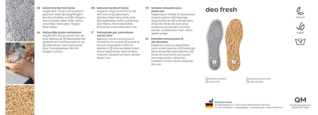 Deo Fresh - Breathable Sustainable Bamboo Insole with Sisal Cushion