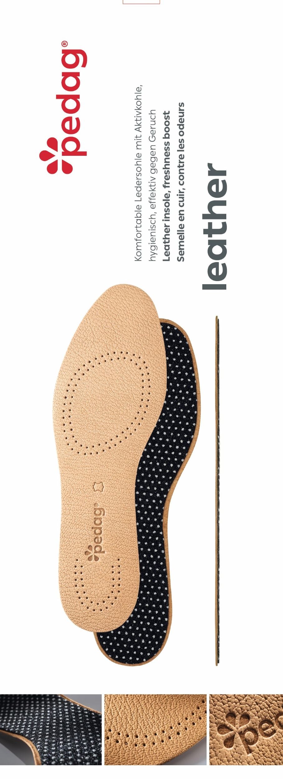 Leather - Flat Insole with Anti-Odor Activated Charcoal