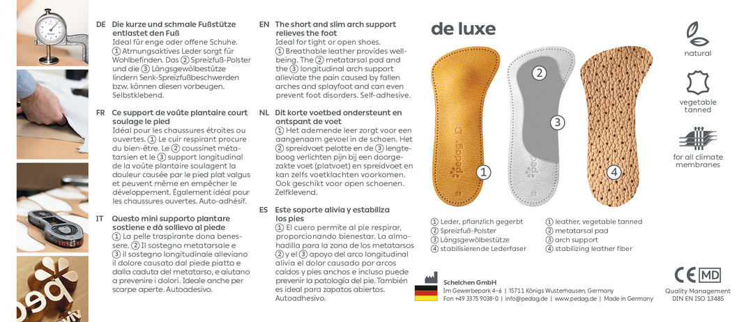 De Luxe – Flexible 3/4 Orthotic Insole with Arch Support and Big Metatarsal Pad (1 Pair)
