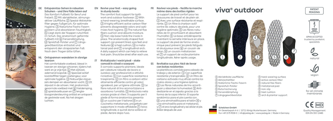 Viva Outdoor - Low Profile Orthotic Insole for Hiking, Golf & Outdoor Activities
