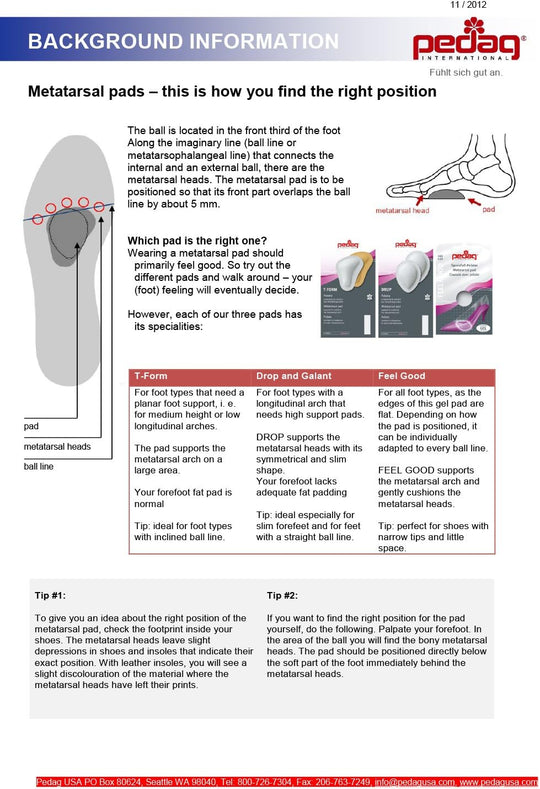 T-Form - Leather Metatarsal Arch Pad for Ball-of-Foot Pain Relief (1 Pair)