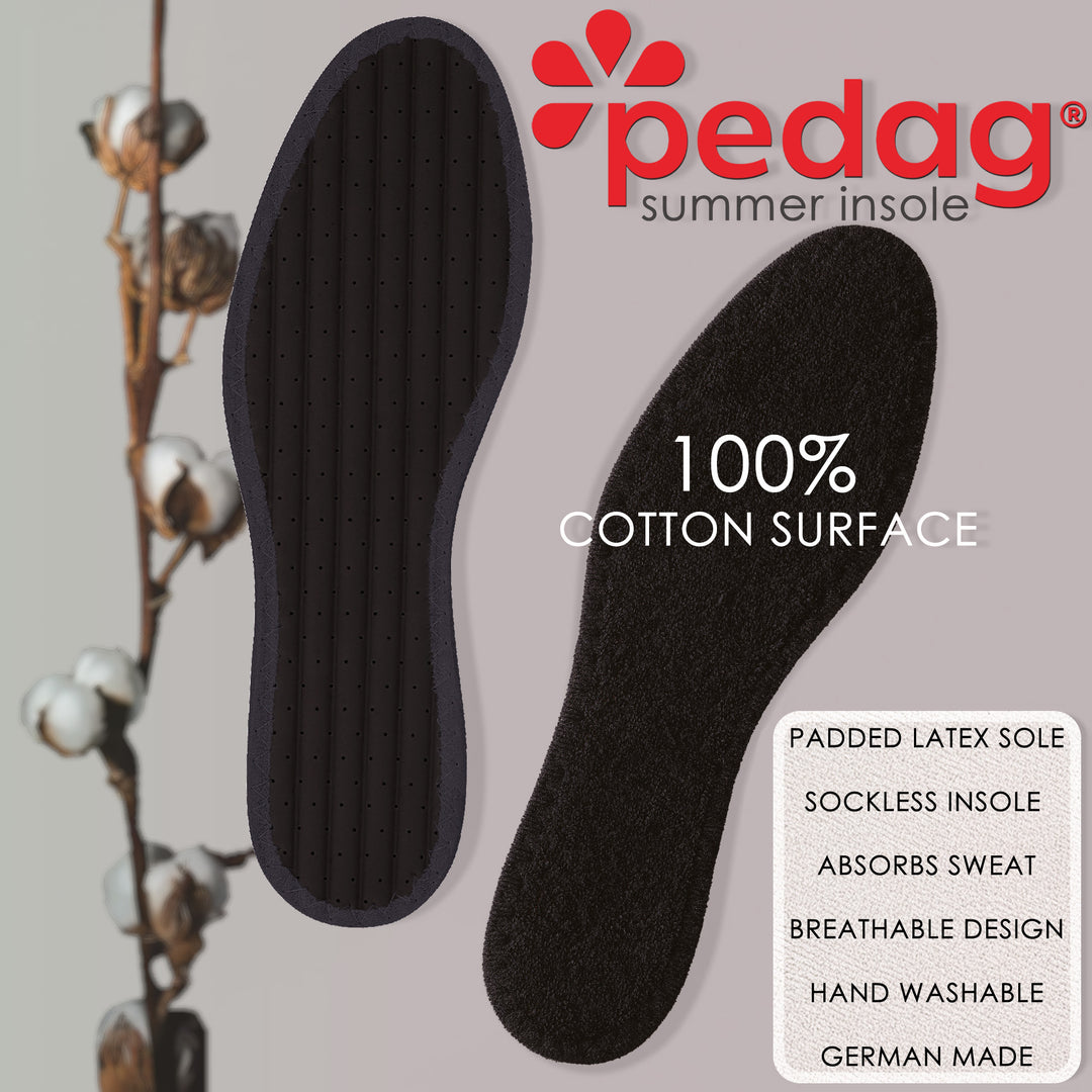 Summer - Cotton Flat Insole with Perforated Latex Cushion Sockless Shoe Liner