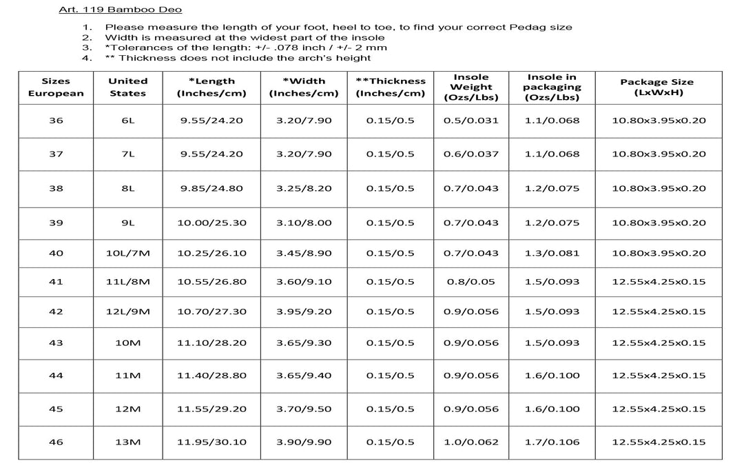 Bamboo Deo - Ultra Thin Hygenic Insole