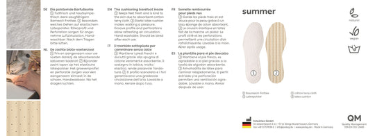 Summer - Cotton Flat Insole with Perforated Latex Cushion Sockless Shoe Liner