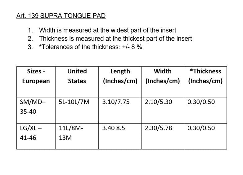 Supra - Suede Tongue Pad with Memory Foam for Loose Fitting Shoes (1 Pair)