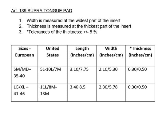 Supra - Suede Tongue Pad with Memory Foam for Loose Fitting Shoes (1 Pair)