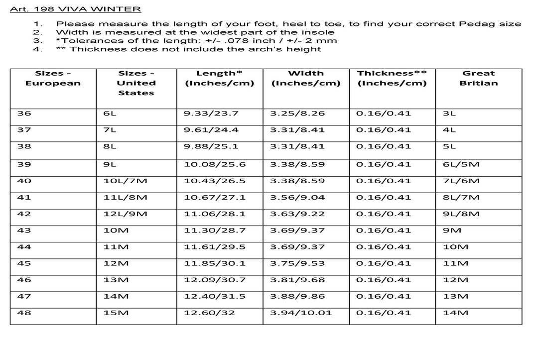 Viva Winter - Thermal Orthotic Insole with Arch Support for Cold Weather